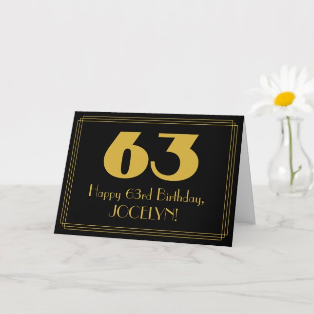 Tarjeta 63.º cumpleaños: Aspecto inspirado en el Art Deco  (Planta pequeña)
