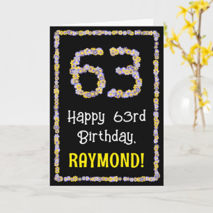 Tarjeta 63.º cumpleaños: Flores florales, nombre personali