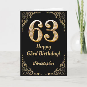Tarjeta 63.º marco Purpurina negro y dorado