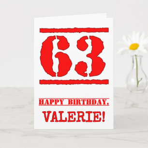 Tarjeta 63 Aniversario: Diversión, estampado de goma roja