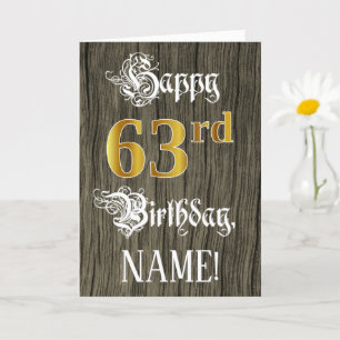 Tarjeta 63 Aniversario: Faux Gold Look + Faux Wood Pattern