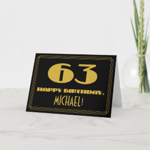 Tarjeta 63 Aniversario: Nombre + Art Deco Inspirado Aspect