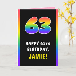 Tarjeta 63° cumpleaños: arcoiris colorido # 63, nombre per