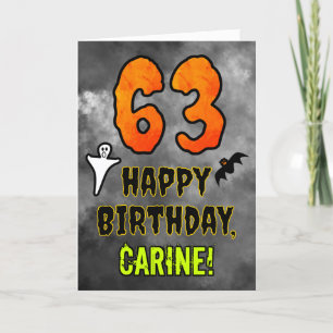 Tarjeta 63 cumpleaños: tema espeluznante de Halloween + no