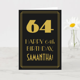 Tarjeta 64º cumpleaños ~ Art Deco Inspirado Aspecto "64" y