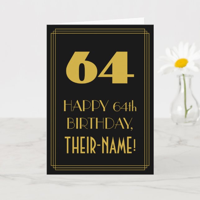 Tarjeta 64º cumpleaños - Aspecto inspirado en el Art Deco  (Planta pequeña)