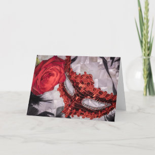 Tarjeta 6439-Rosa Roja con Máscara de Mascarada