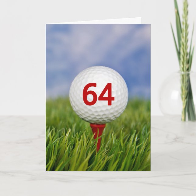 Tarjeta 64.ª bola de golf de cumpleaños en Red Tee (Anverso)