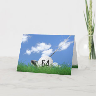 Tarjeta 64.ª bola de golf en césped