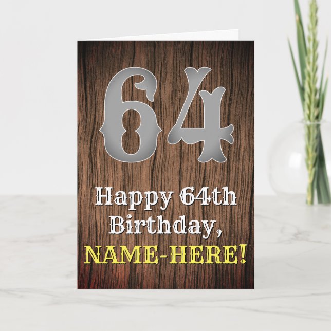 Tarjeta 64.º cumpleaños: Country Western Inspired Look, No (Anverso)