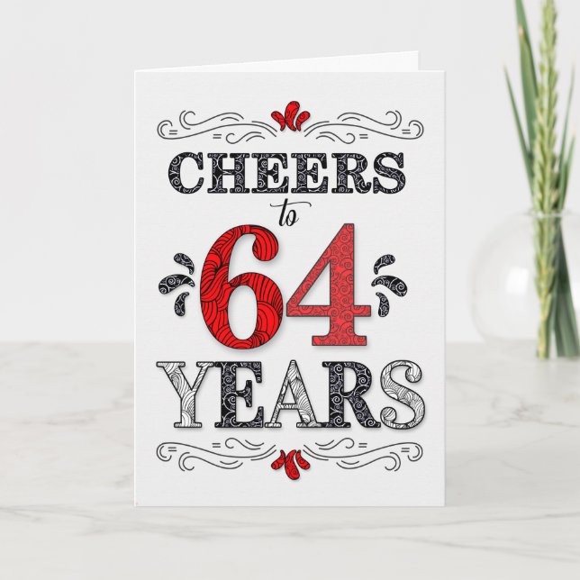 Tarjeta 64 Alegres de cumpleaños en el patrón negro blanco (Anverso)