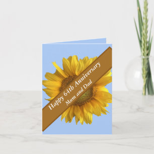 Tarjeta 64° Aniversario Editable Girasol