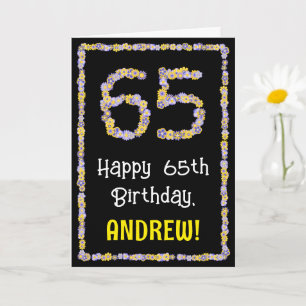 Tarjeta 65º cumpleaños: número de flores florales, nombre