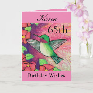 Tarjeta 65.º Amanecer Deseos Bonito Pink Hummingbird