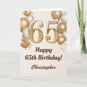 Tarjeta 65.º cumpleaños Globos de oro y cumpleaños de Conf