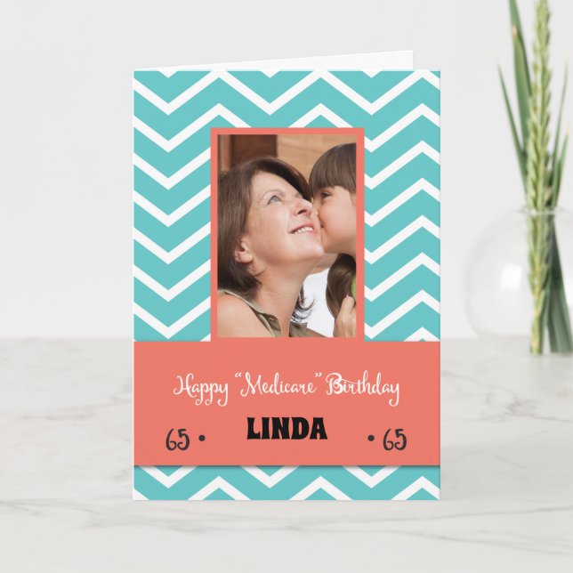 Tarjeta 65.º nombre y foto del Personalizado de cumpleaños (Anverso)