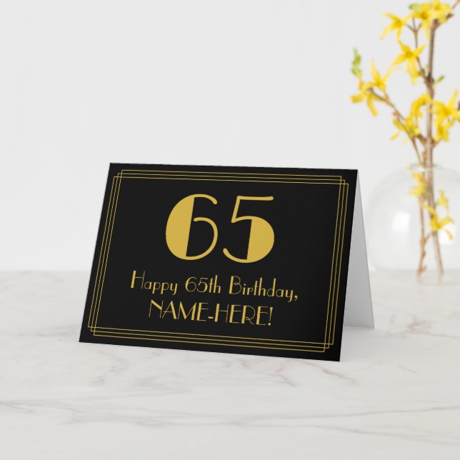 Tarjeta 65 Aniversario: Aspecto inspirado en el Art Deco " (flor amarilla)