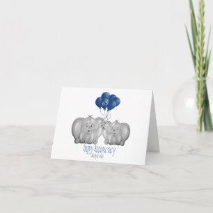 Tarjeta 65° aniversario de boda marido y mujer elefante