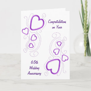 Tarjeta 65° Aniversario del Boda del Corazón Púrpura