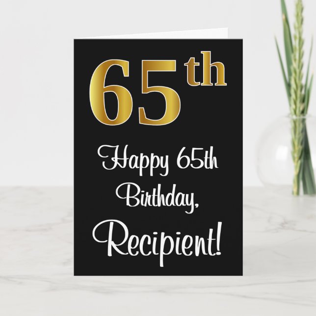 Tarjeta 65 Aniversario ~ Elegante Lujoso Faux Gold Look # (Anverso)