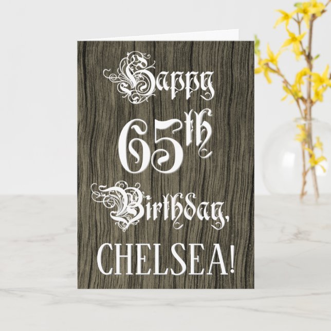 Tarjeta 65 Aniversario: Elegante y brillante texto; aparie (flor amarilla)