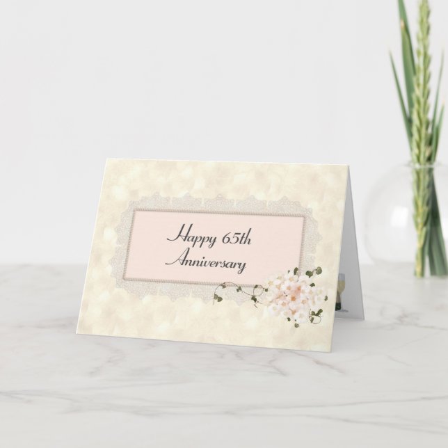 Tarjeta 65° Aniversario Hydrangea Bouquet (Anverso)