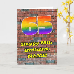Tarjeta 65° cumpleaños: Arcoiris 65 inspirado en graffitis