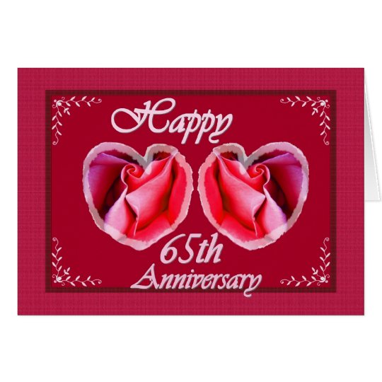 Tarjeta 65.o Corazón llenado helecho del aniversario de