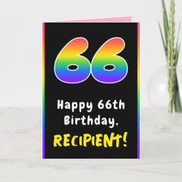 Tarjeta 66º cumpleaños: arcoiris colorido # 66, nombre per