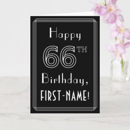 Tarjeta 66º cumpleaños: Art Deco Style # 66 y nombre perso
