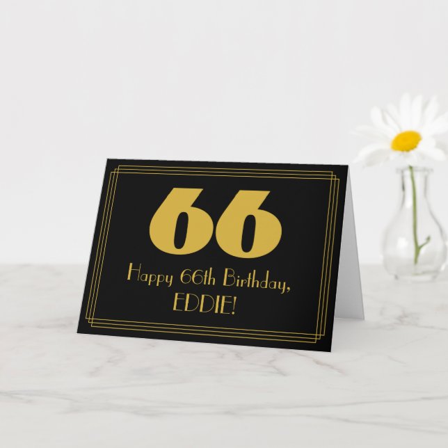 Tarjeta 66º cumpleaños: Aspecto inspirado en el Art Deco " (Planta pequeña)