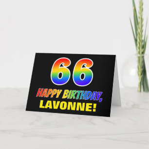 Tarjeta 66º cumpleaños: audaz, divertido, simple, arcoiris