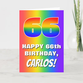 Tarjeta 66º cumpleaños: Colorido, divertido patrón arcoiri