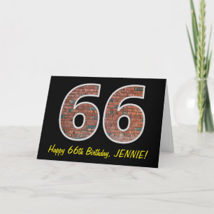 Tarjeta 66º cumpleaños - Patrón de pared de ladrillo "66" 