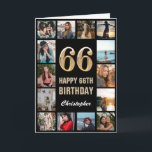 Tarjeta 66.º feliz cumpleaños Collage de fotos negro y oro<br><div class="desc">66.ª tarjeta de cumpleaños feliz de cumpleaños de Collage de fotos negro y oro. Para una mayor personalización,  haga clic en el botón "Personalizar" y utilice nuestra herramienta de diseño para modificar esta plantilla.</div>
