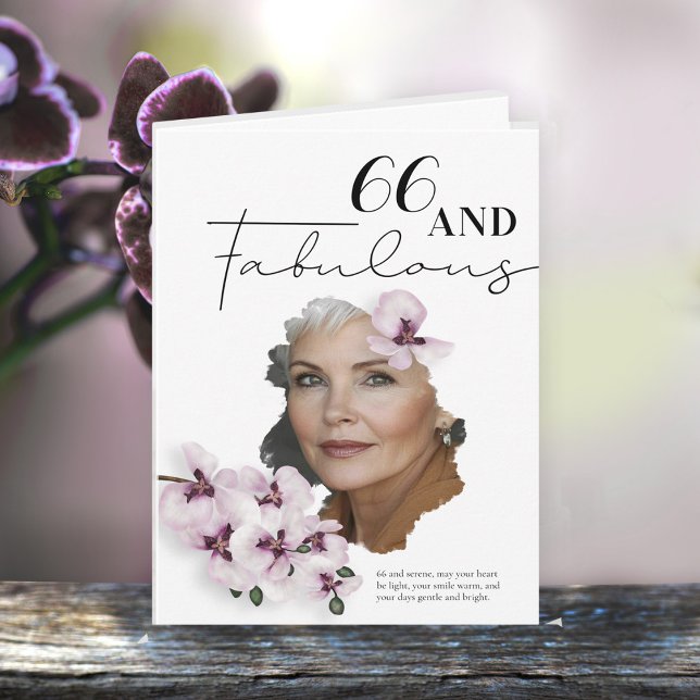 Tarjeta 66 & Fabulous Orchid Photo Birthday Greeting Card (Subido por el creador)
