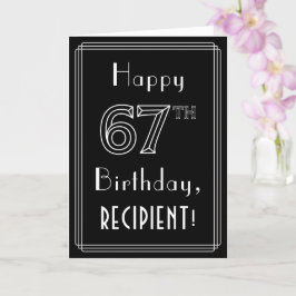 Tarjeta 67º cumpleaños: Art Deco Style # 67 y nombre perso