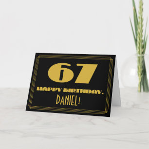 Tarjeta 67º cumpleaños: Nombre + Art Deco Inspirado Aspect