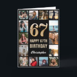 Tarjeta 67.º feliz cumpleaños Collage de fotos negro y oro<br><div class="desc">67.ª tarjeta de cumpleaños feliz de cumpleaños de Collage de fotos negro y oro. Para una mayor personalización,  haga clic en el botón "Personalizar" y utilice nuestra herramienta de diseño para modificar esta plantilla.</div>