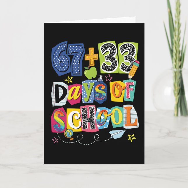 Tarjeta 67 + 33 Days of School Colorful Classroom (Anverso)