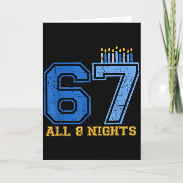 Tarjeta 67 All 8 Nights Hanukkah Jewish Chanukah Six Seven (Anverso)