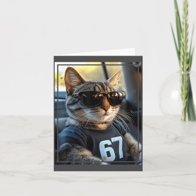 Tarjeta 67 And Still Cool Funny Birthday Meme Cat  (Anverso)