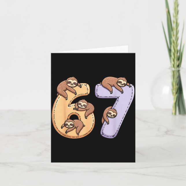 Tarjeta 67 Animals Funny 67 Brainrot Youth Kids Sloth 67  (Anverso)