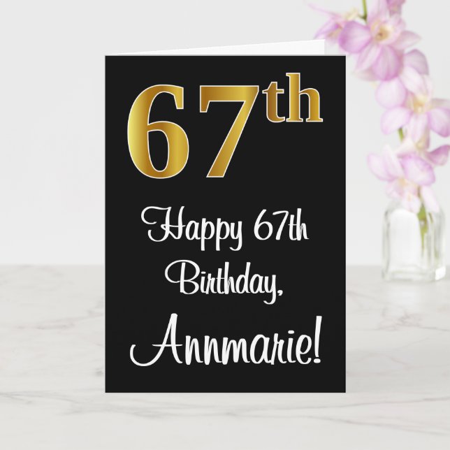 Tarjeta 67 Aniversario ~ Elegante Lujoso Faux Gold Look # (Orquídea)