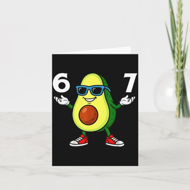 Tarjeta 67 Avocado 6 7 Funny Cool Six Seven Meme Cartoon B (Anverso)