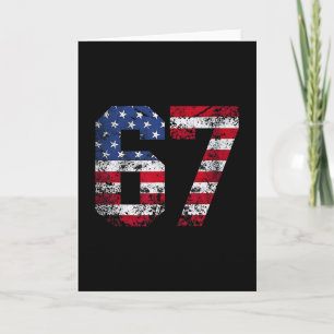Tarjeta 67 Bandera Americana Meme Divertido Six Seven Gen 