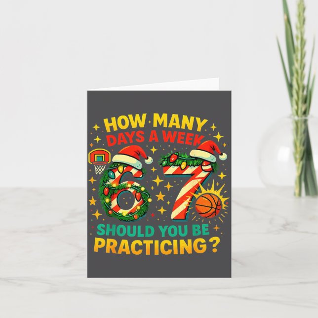 Tarjeta 67 Basketball Christmas Funny Practice Meme Gift  (Anverso)