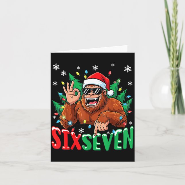 Tarjeta 67 Bigfoot Six Seven Hands Christmas Holiday Boys  (Anverso)