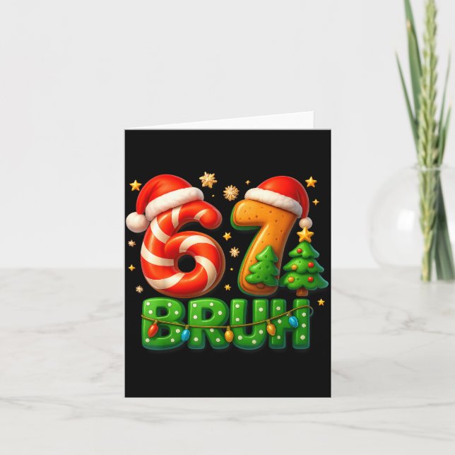 Tarjeta 67 Bruh Christmas Candy Cane Gingerbread Design Xm (Anverso)
