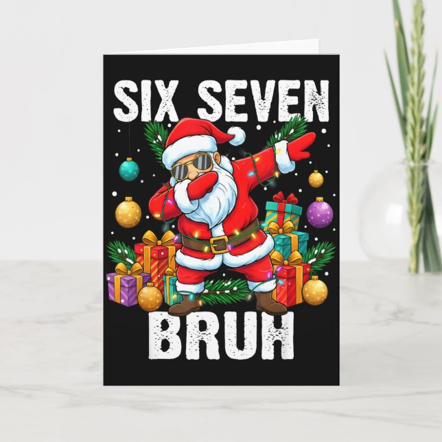 Tarjeta 67 Bruh Christmas Cool Dabbing Santa Six Seven Mem (Anverso)